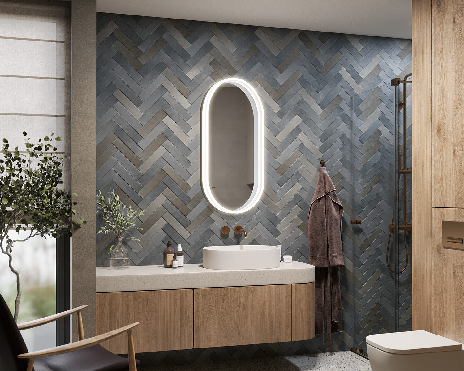 Mirror in an aluminum frame with backlight Auro Alu Crystal M