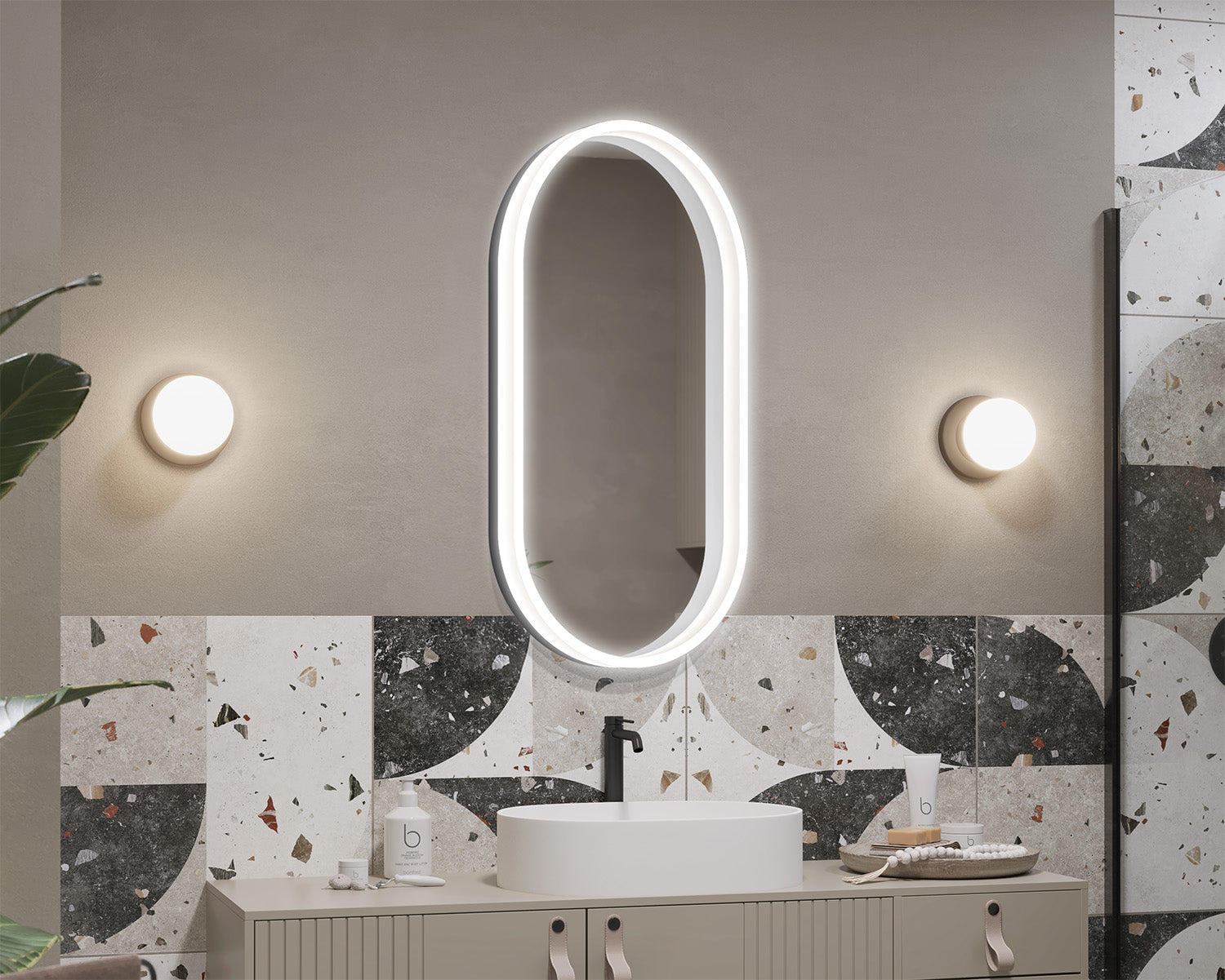 Mirror in an aluminum frame with backlight Auro Alu Crystal M