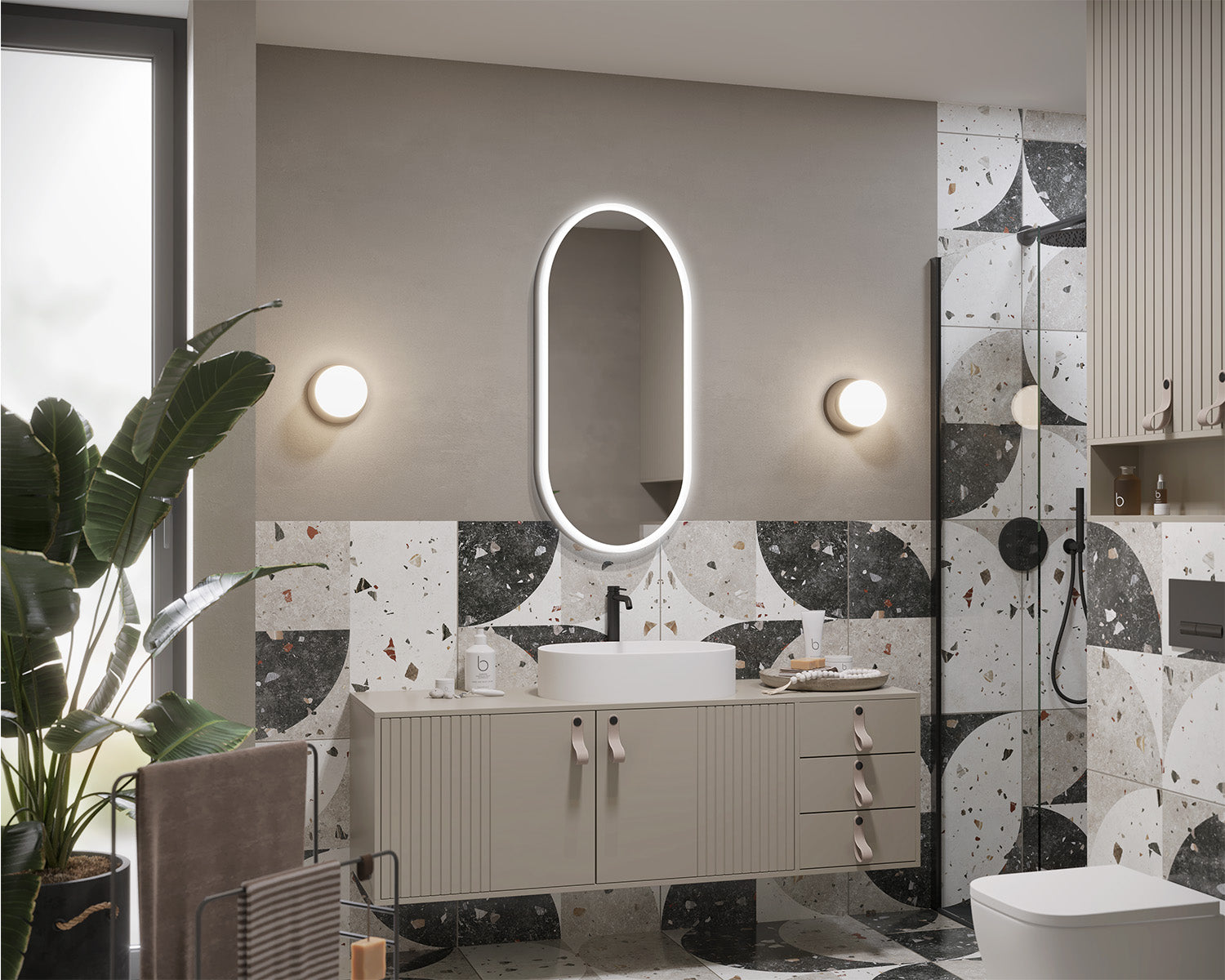 Mirror in an aluminum frame with backlight Auro Alu Crystal S
