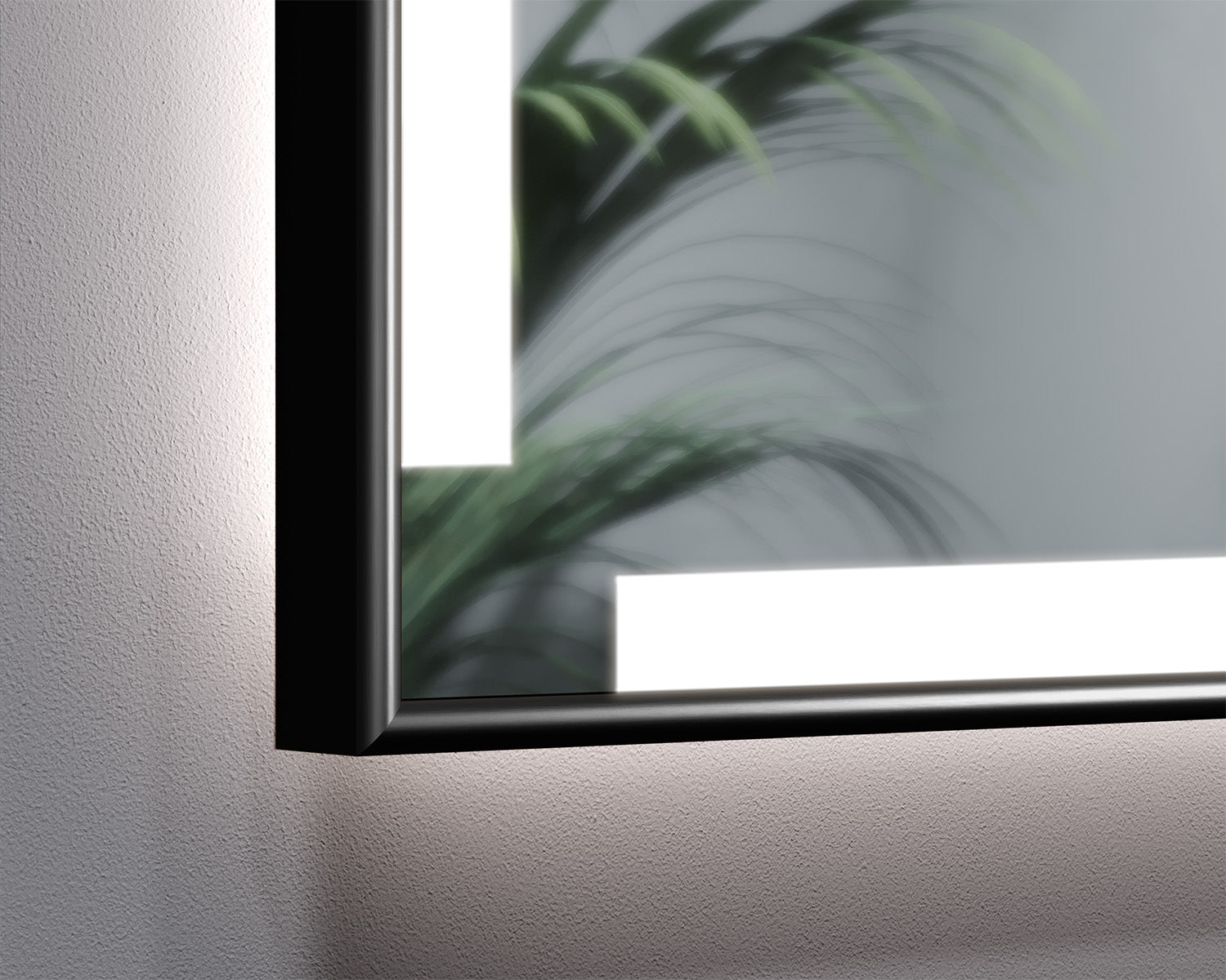 Illuminated mirror in a black aluminum frame Eneria
