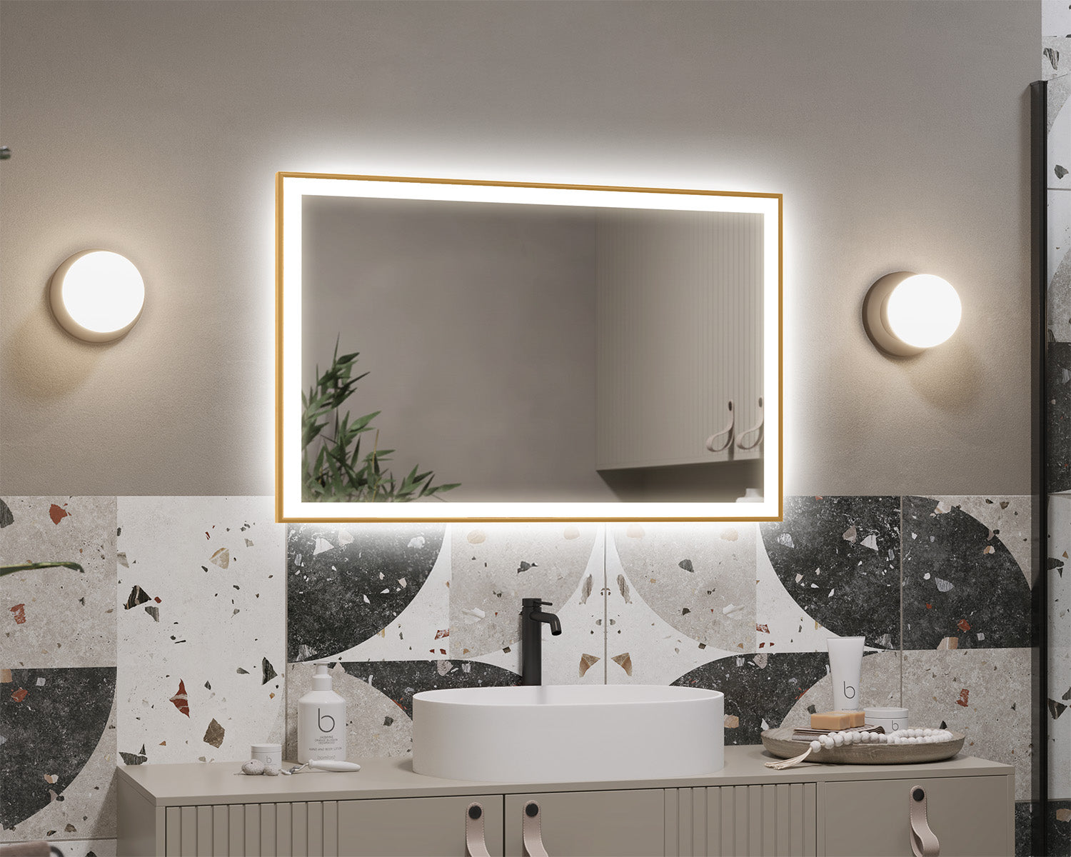 Lustro podświetlane w ramie aluminiowej Lyon