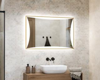 Illuminated mirror in a gold aluminum frame Motivia