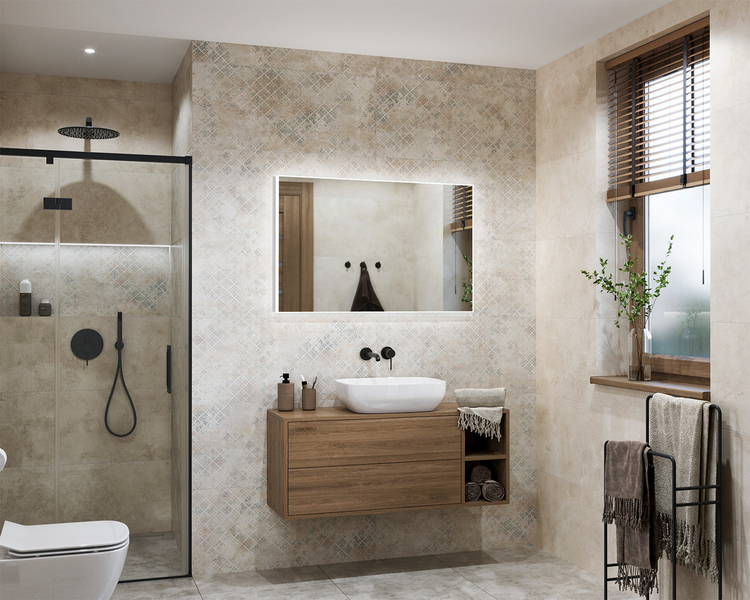 Nices Deli Crystal illuminated mirror in an acrylic frame