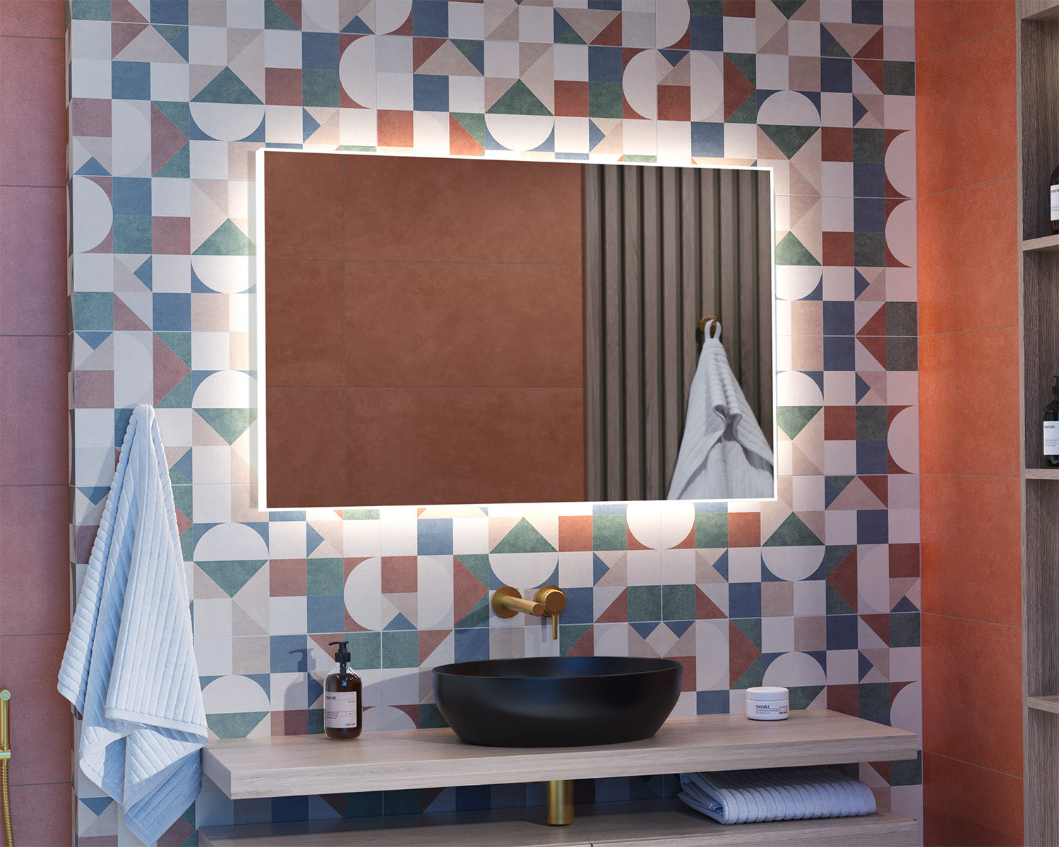 Nices Deli Crystal illuminated mirror in an acrylic frame