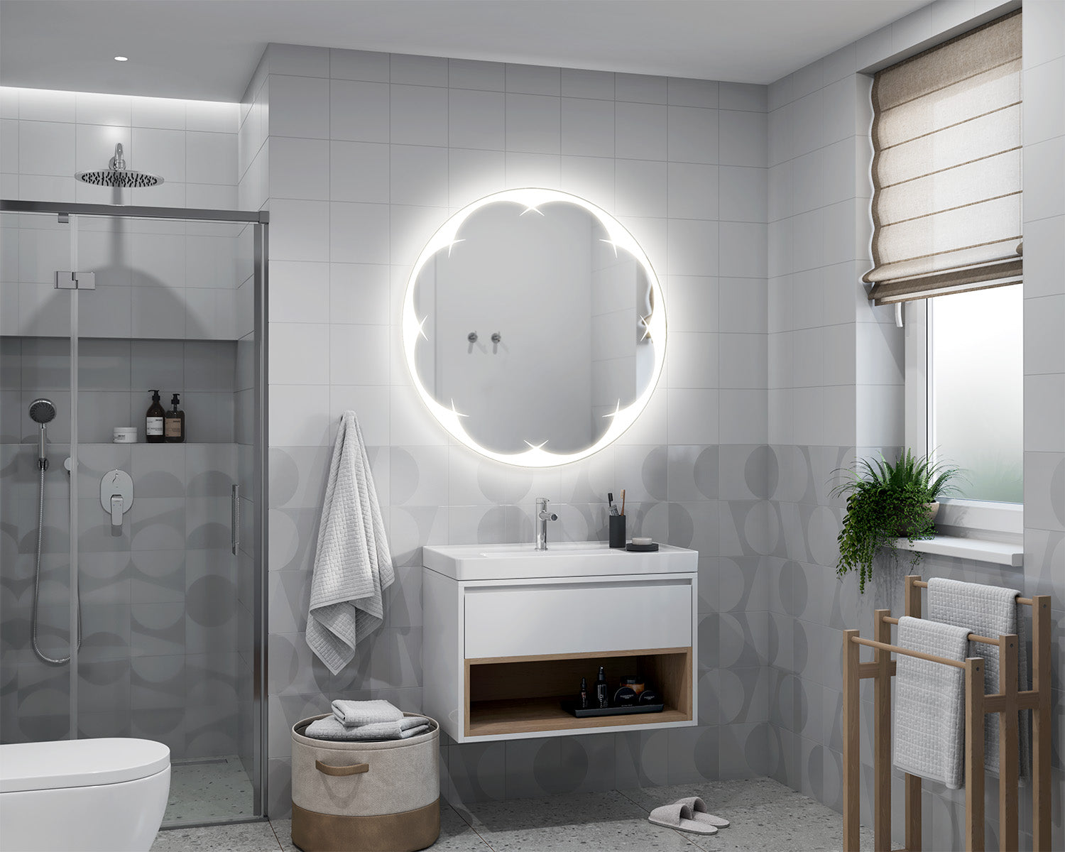 Crystal illuminated mirror