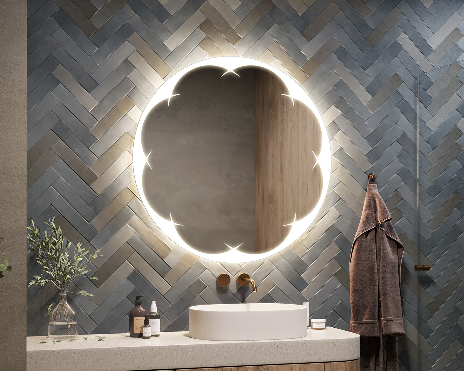 Crystal illuminated mirror