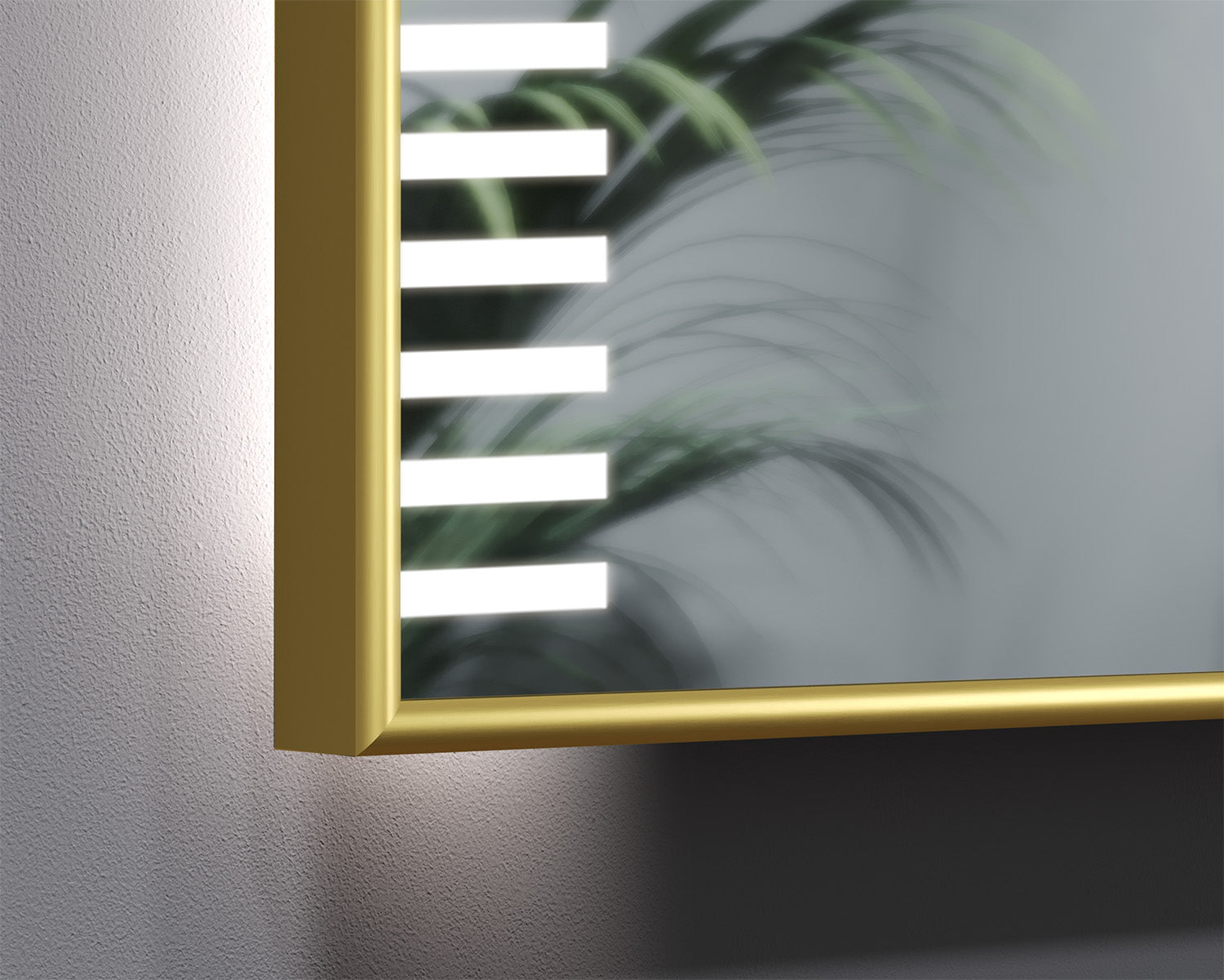 Illuminated mirror in a gold Spinel aluminum frame