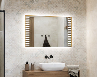 Illuminated mirror in a gold Spinel aluminum frame