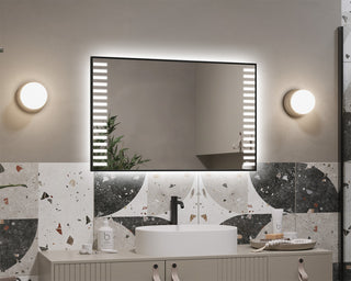 Illuminated mirror in a black Spinel aluminum frame