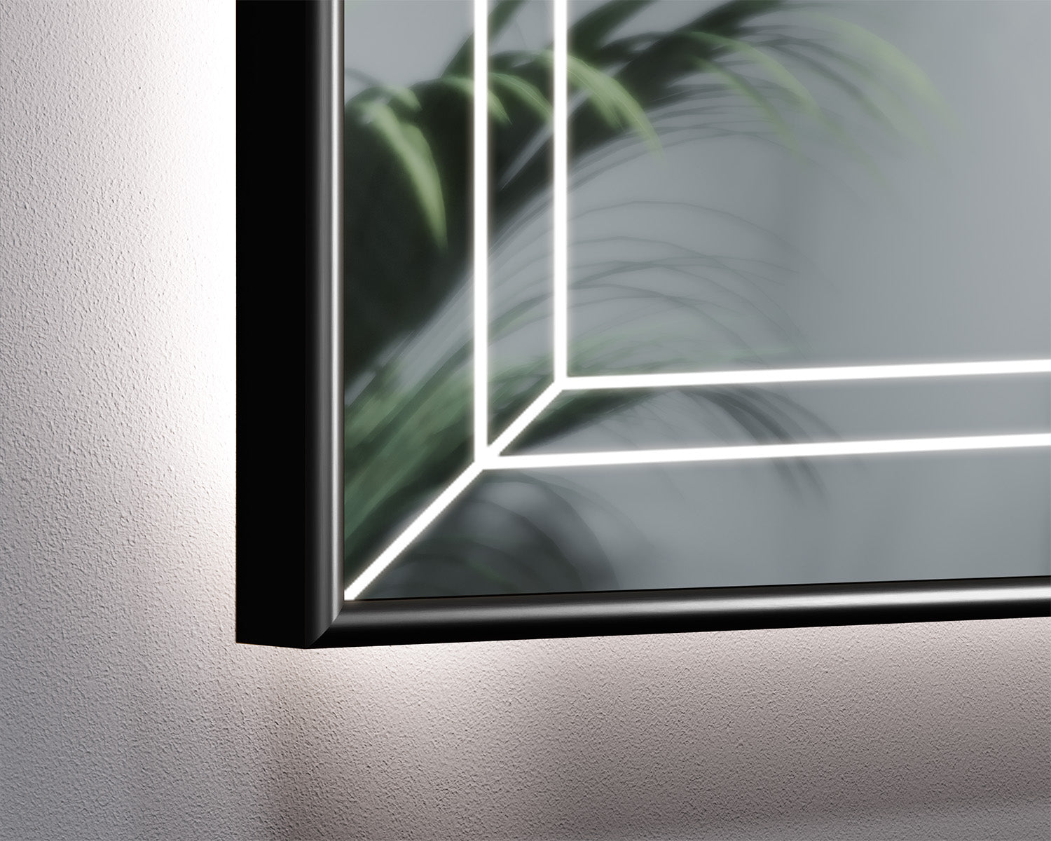 Illuminated mirror in a black aluminum frame Strimo