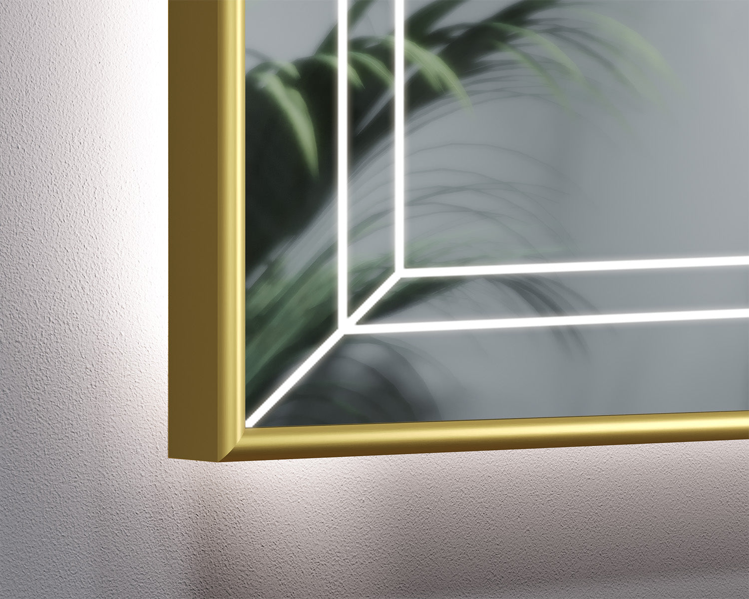 Illuminated mirror in a gold aluminum frame Strimo