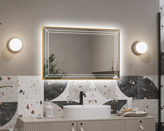 Illuminated mirror in a gold aluminum frame Strimo