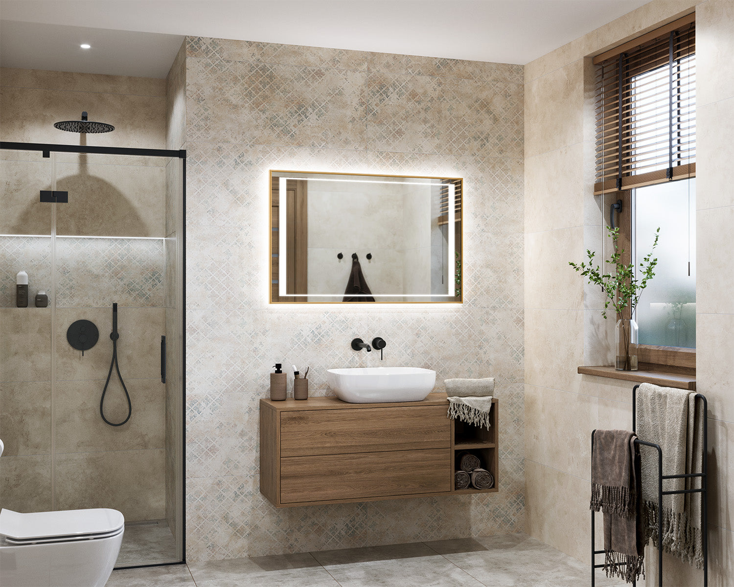 Illuminated mirror in a Vortex aluminum frame