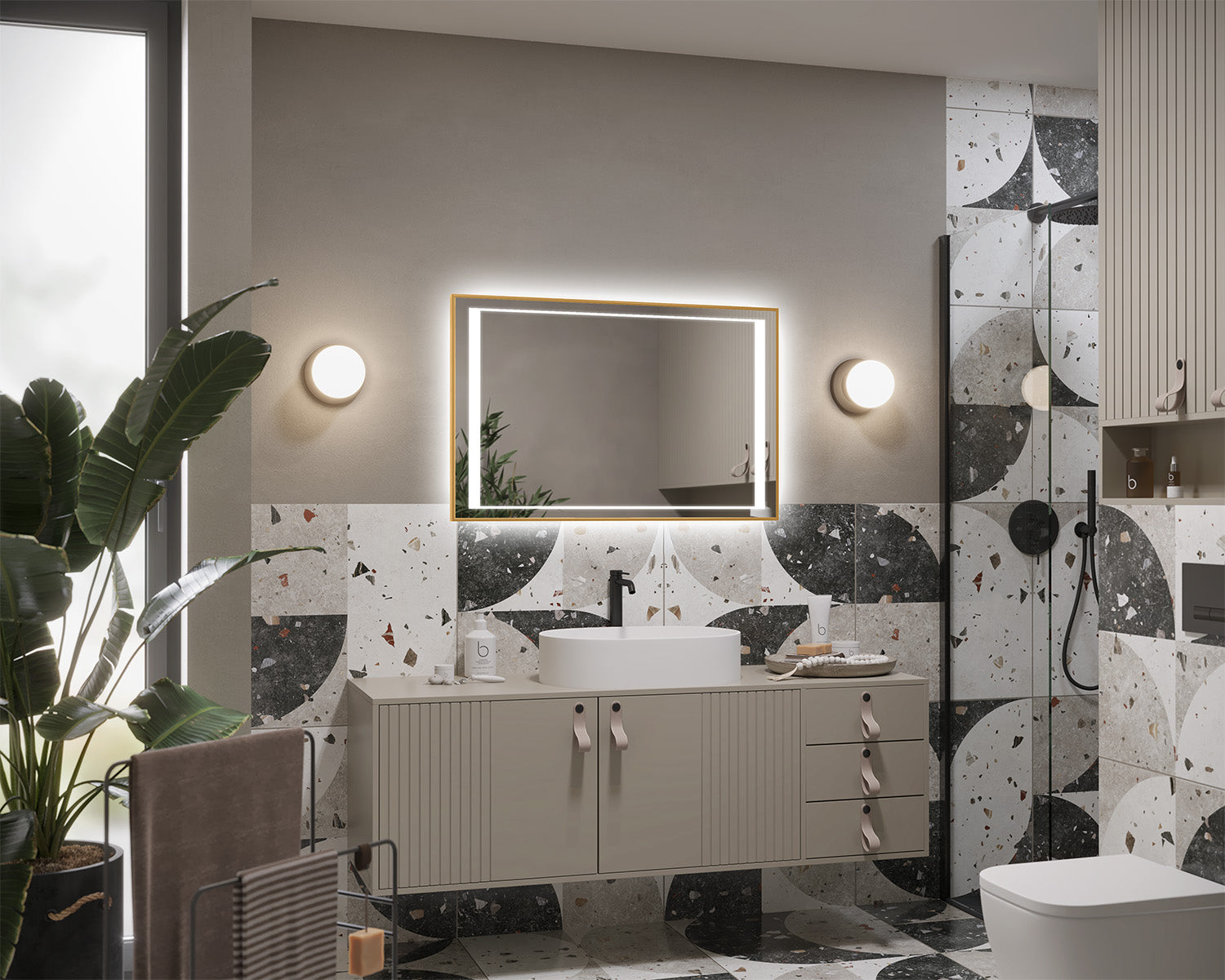 Illuminated mirror in a Vortex aluminum frame