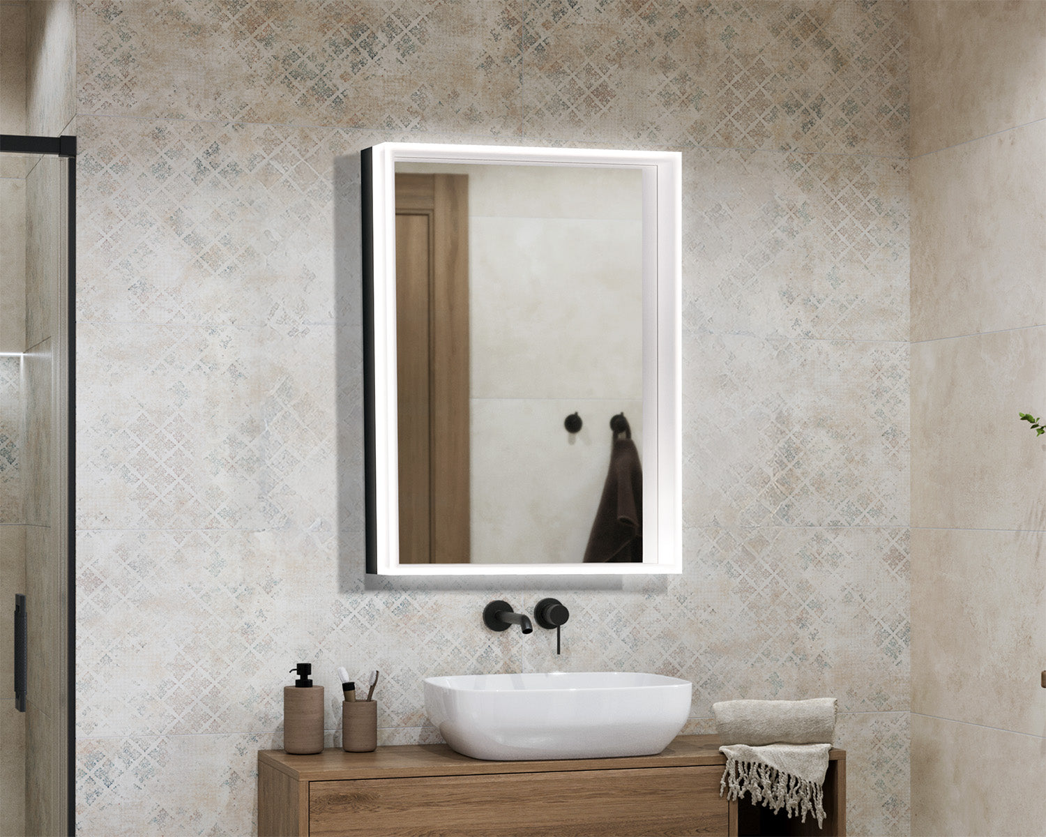 Mirror in aluminum frame with backlight Nices Alu Crystal M