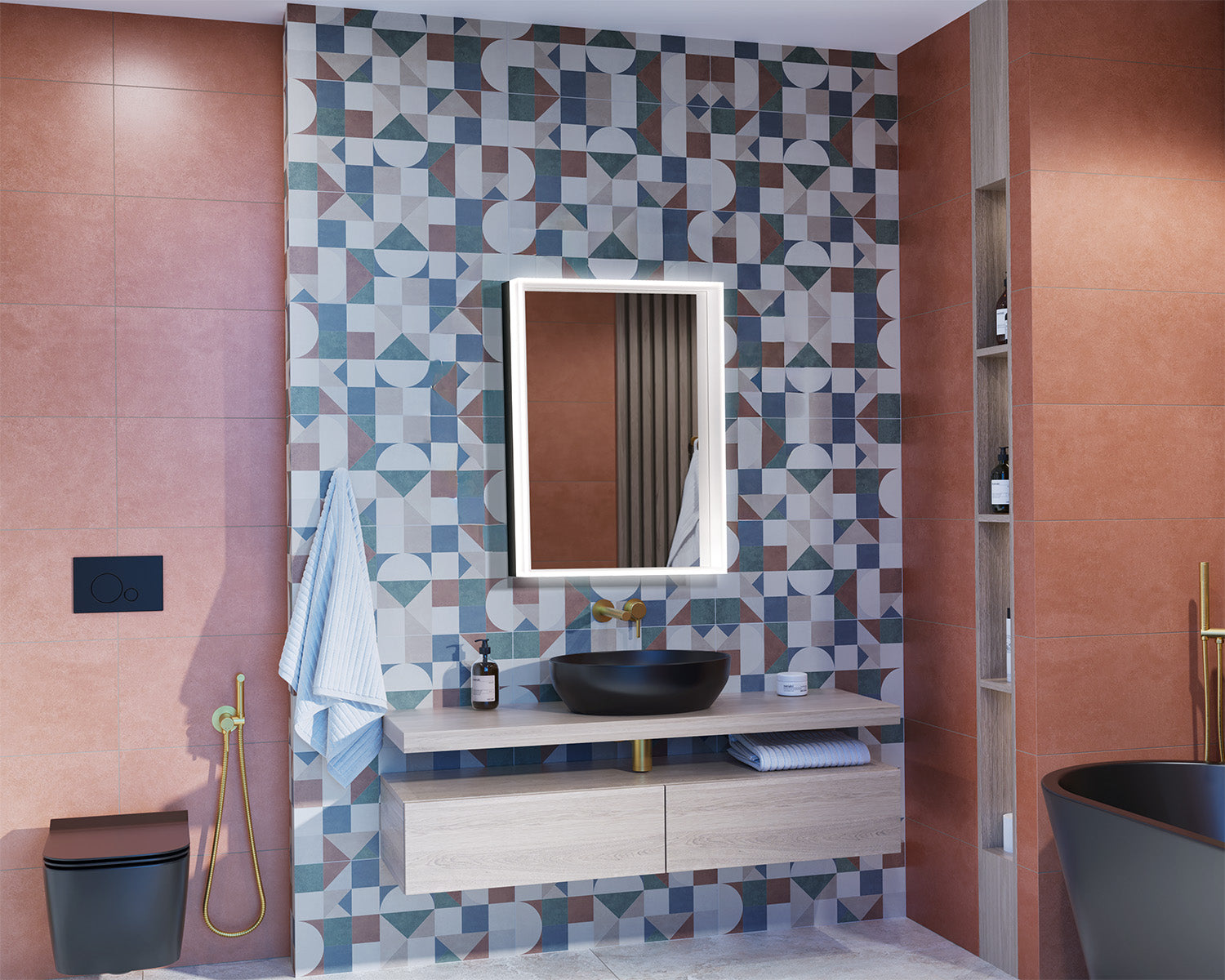 Mirror in aluminum frame with backlight Nices Alu Crystal M