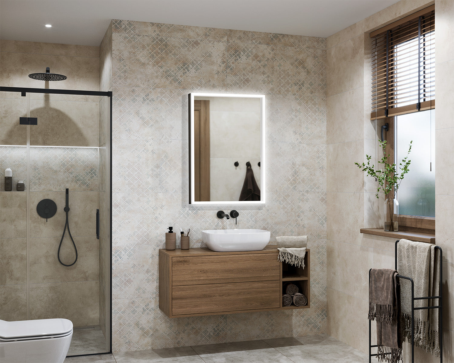 Mirror in aluminum frame with backlight Nices Alu Crystal S