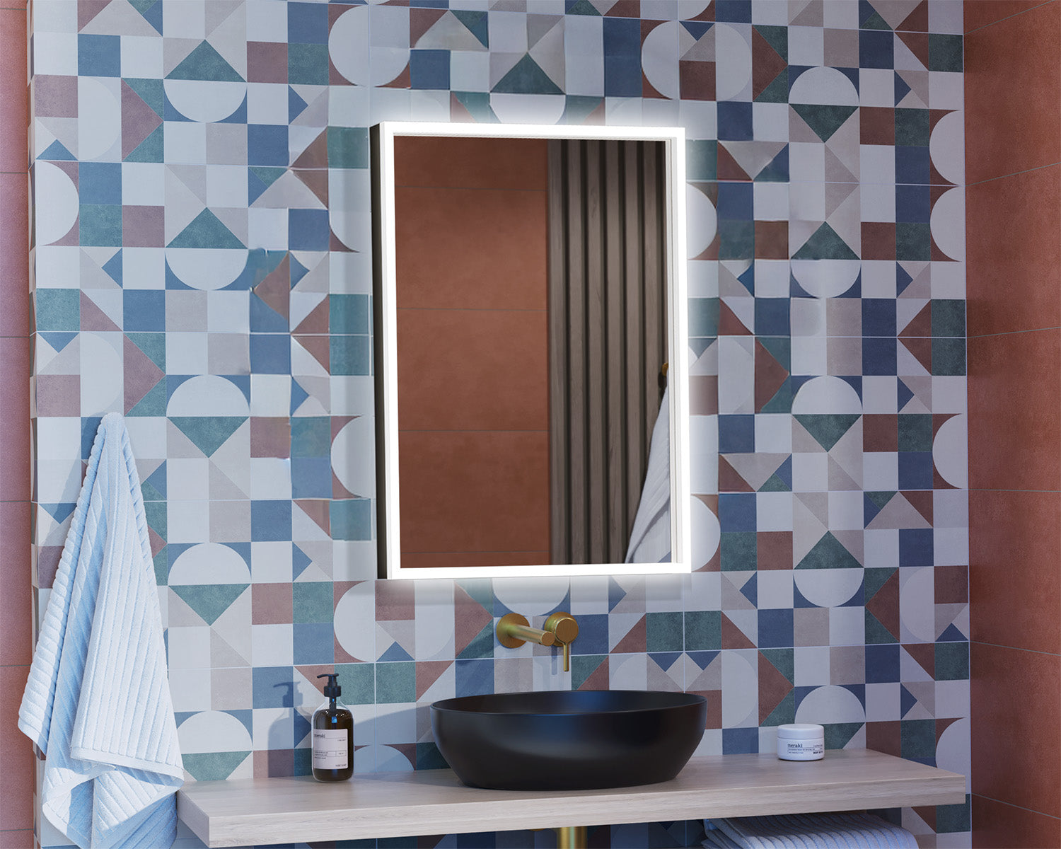 Mirror in aluminum frame with backlight Nices Alu Crystal S