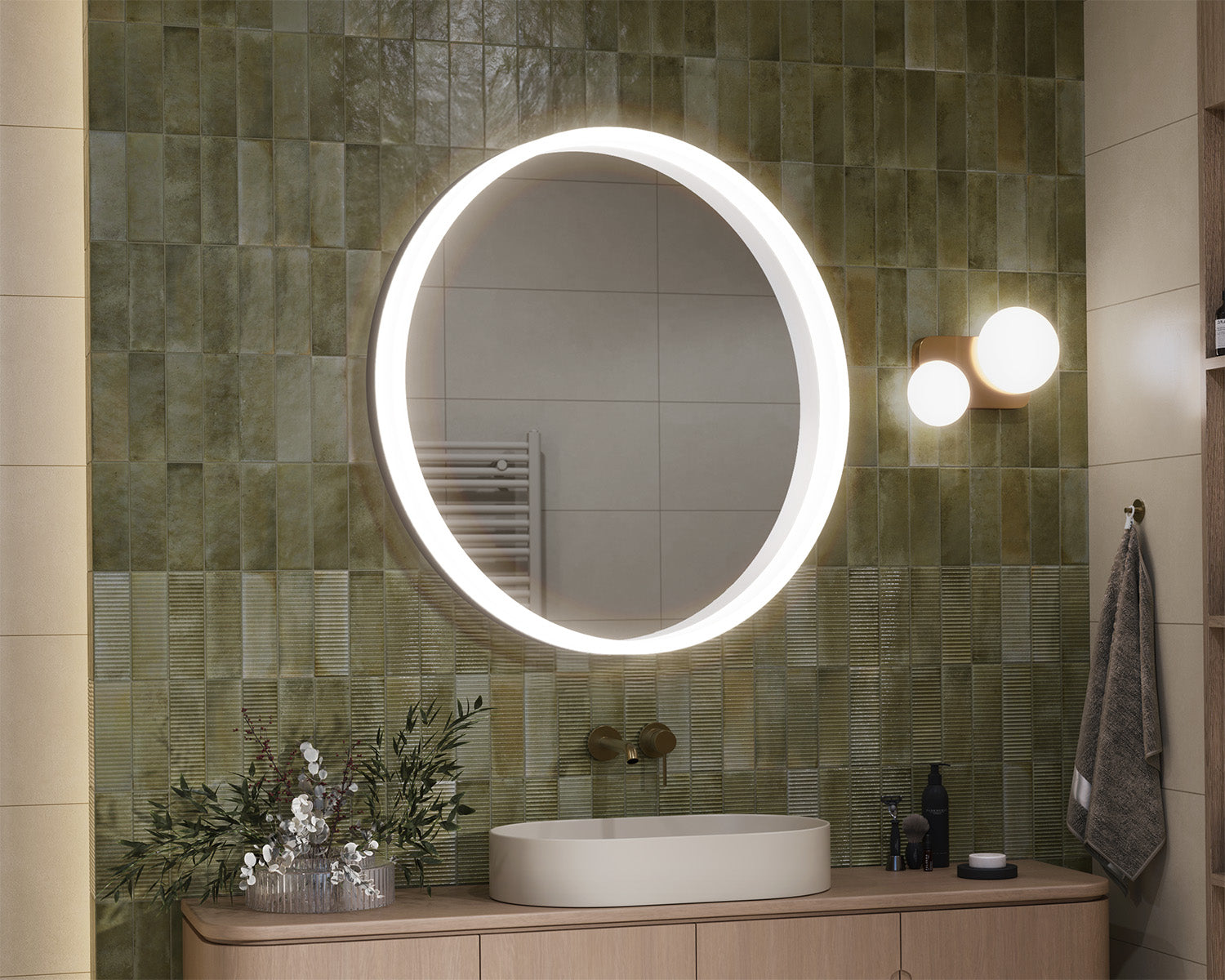 Mirror in an aluminum frame with backlight Porrto Alu Crystal M