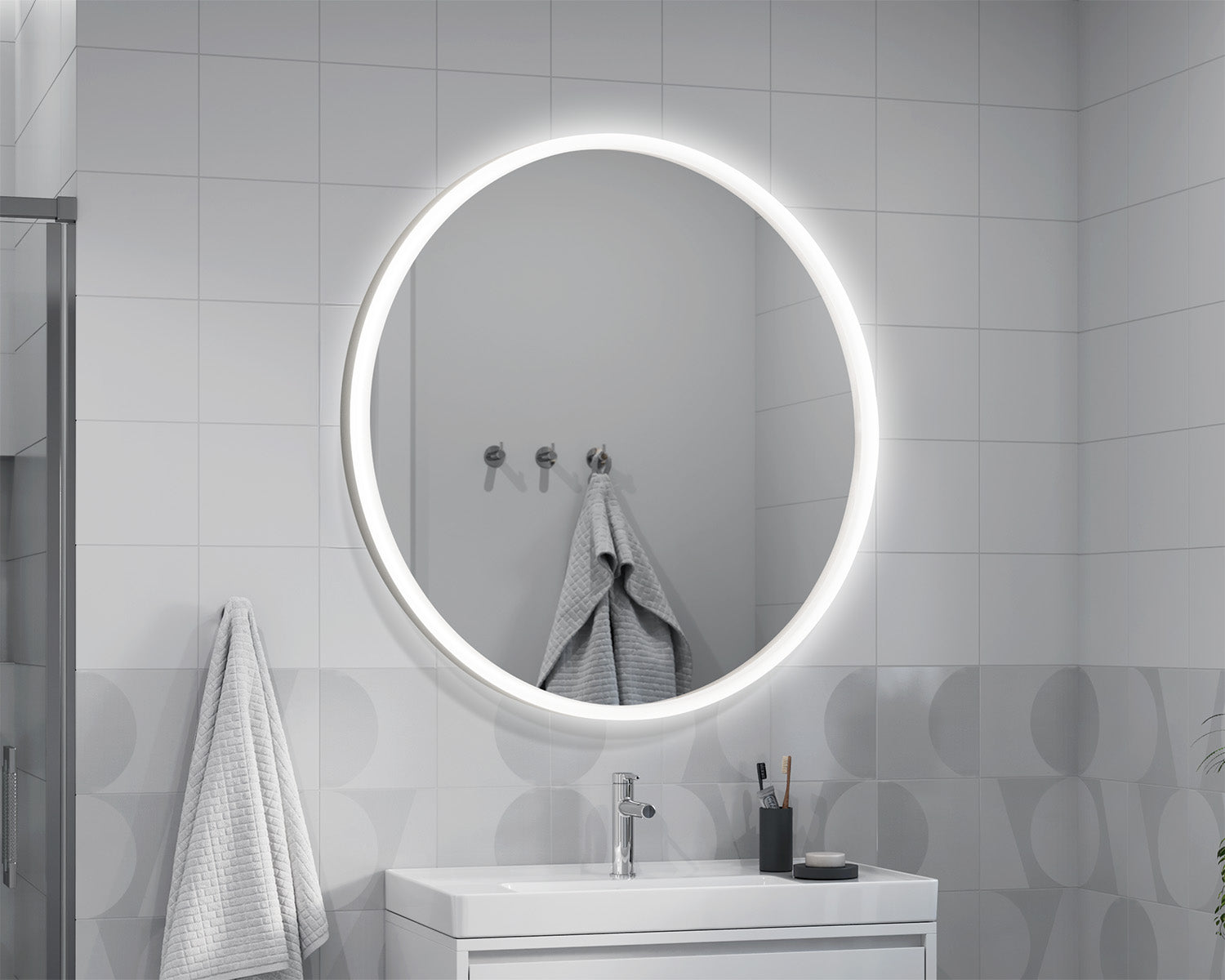 Mirror in an aluminum frame with backlight Porrto Alu Crystal S